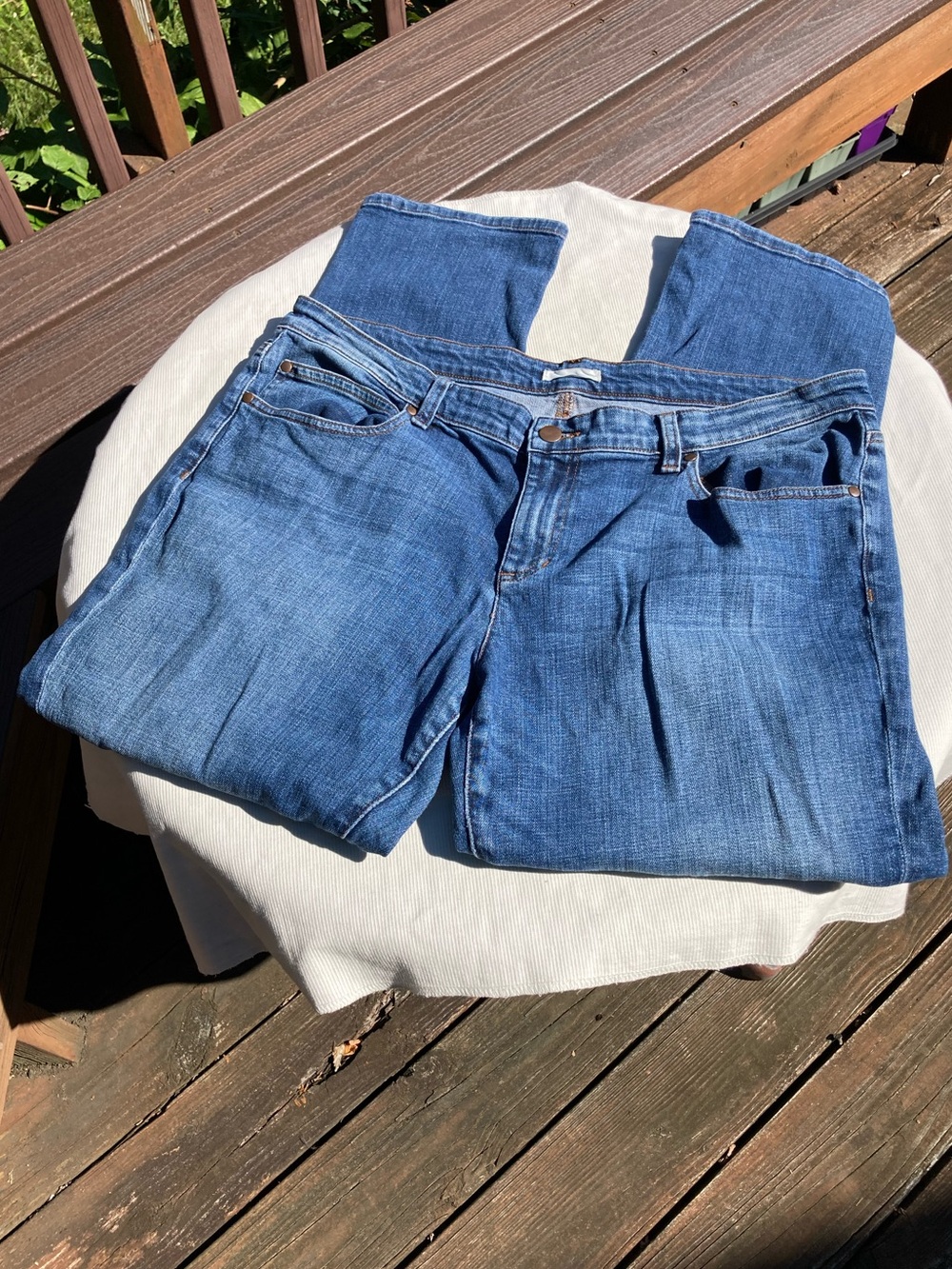 Eileen Fisher Jeans Women’s 14 Organic Cotton Stretch Straight Leg Medium Wash